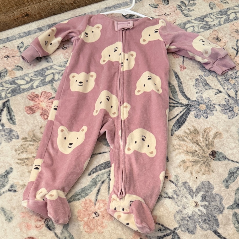 Carter's Pink and Cream Bear Pattern Footie